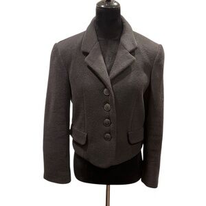 Vintage Express Tailleur Campagnie Internationale Black Fleece Cropped Blazer S